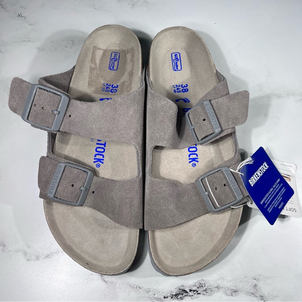 Birkenstock Arizona Soft Footbed Stone Coin Suede Sandals